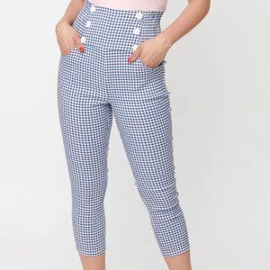Unique Vintage Gingham Cary Pants in Blue